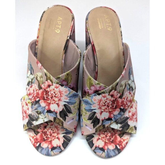 Apt 9 Define Comfort Motivated Floral Block Heal Open Sandal Sz 9 Womens - Picture 1 of 5